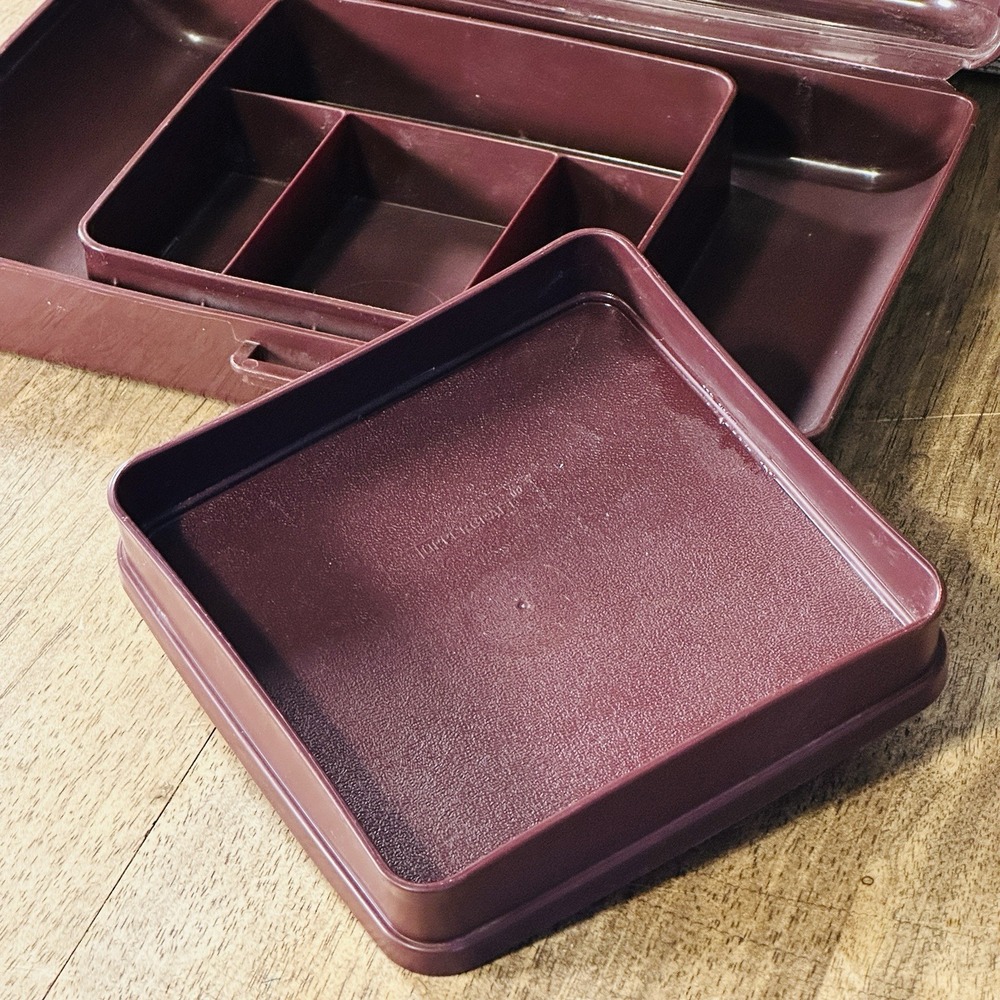 Vintage Tupperware‎ Tuppercraft Brown Personal Valet Travel Case Organizer #1624